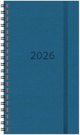 Idena Taschenkalender 2026 8,7 x 15,3 cm 1 Woche auf 2 Seiten Blau Hardcover Spiralbindung